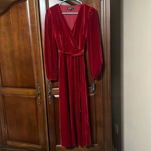 NWT INTERNATIONAL CONCEPTS DRESSES maroon  velour maxi dress Size XS